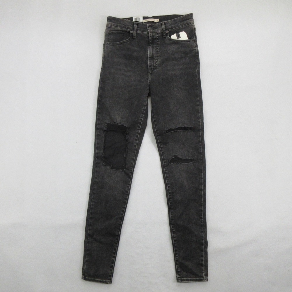 Levi's Women's Mile High Super Skinny Jeans Size 28 Black Distressed Denim New